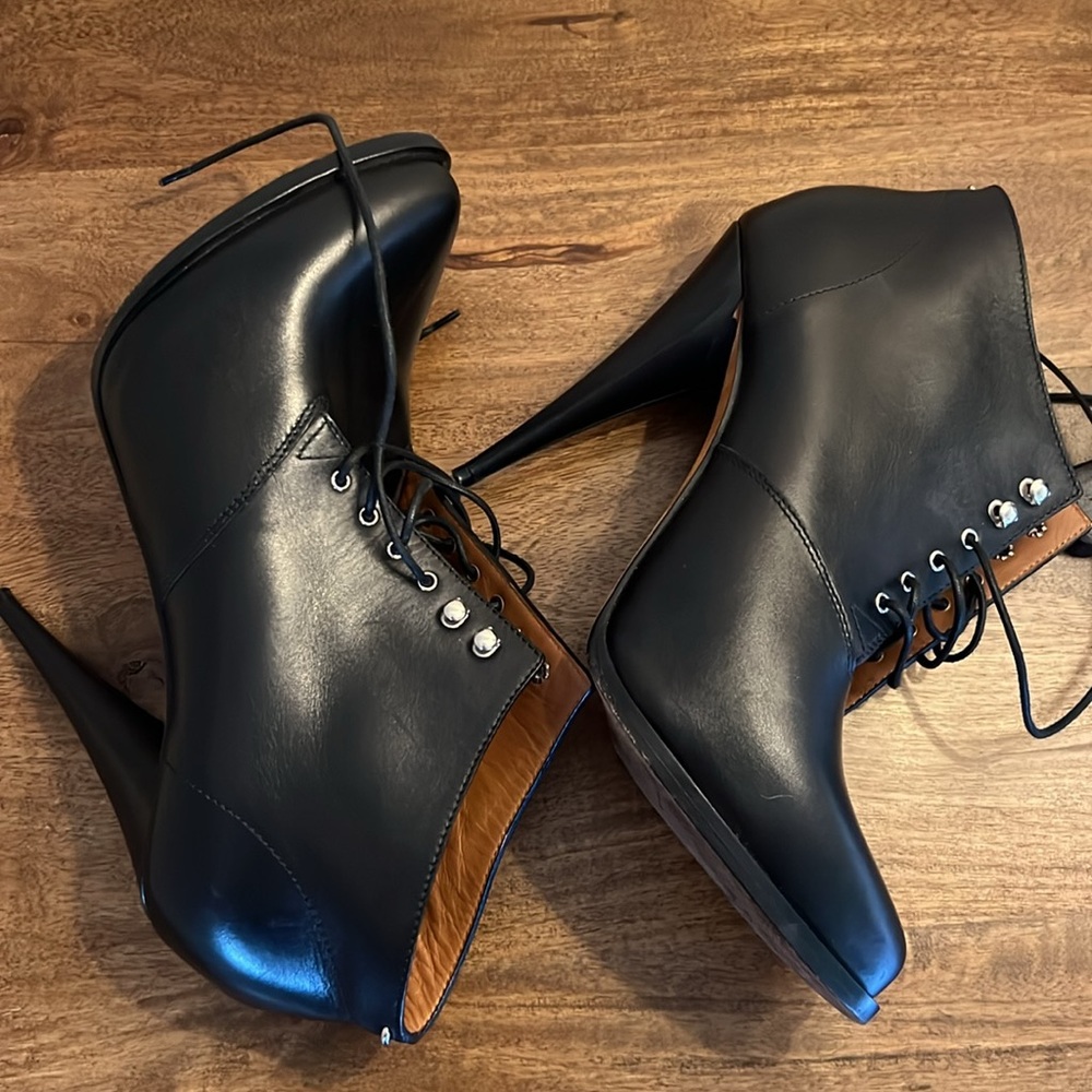 Authentic Givenchy Black Leather Laced Booties - image 6